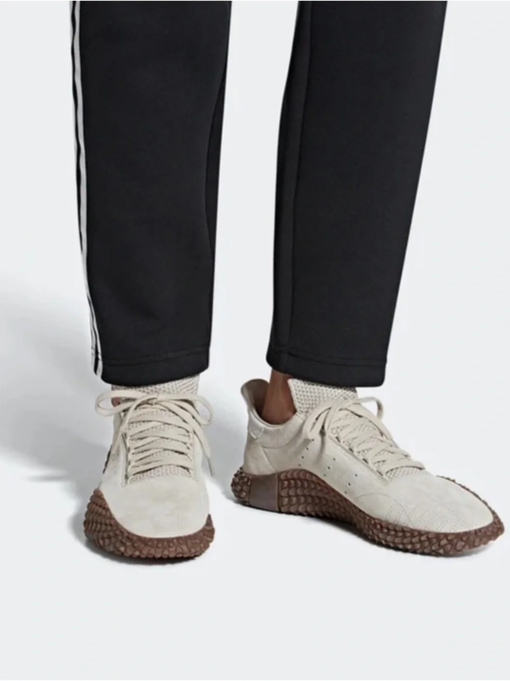 adidas Kamanda Sneakers in Light Gray with Brown Sole